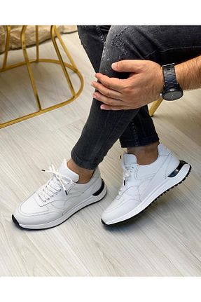 کفش اسنیکر سفید مردانه چرم اصل ByItallanoshoes - کد 762857683