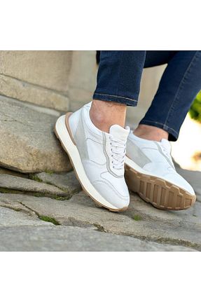 کفش اسنیکر سفید مردانه چرم اصل ByItallanoshoes - کد 849256434