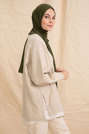 شال خاکی زنانه پنبه ای PURESCARFS - کد 849768566