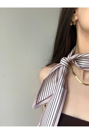 دستمال گردن قهوه ای زنانه پلی استر solaris design - کد 861010720
