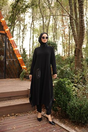 تونیک حجاب مشکی زنانه پنبه پلی استر Şura - کد 861012174