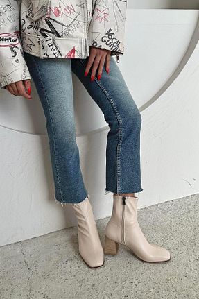 بوت / نیم بوت بژ زنانه چرم مصنوعی Straswans - کد 782616341
