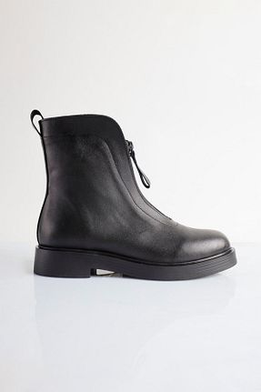 بوت / نیم بوت مشکی زنانه چرم خالص SU SHOE BOUTIQUE - کد 861037391