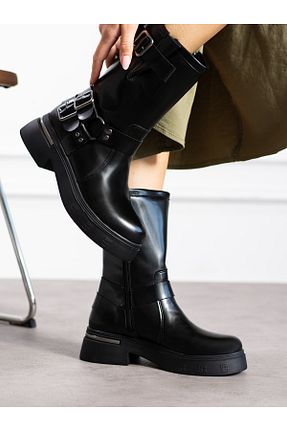 بوت / نیم بوت مشکی زنانه چرم لاکی Alemdar Shoes - کد 861040352