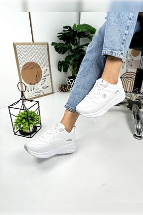 کفش اسنیکر سفید زنانه بند دار İmerShoes - کد 861043616