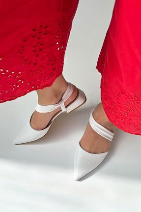 صندل سفید زنانه پاشنه ضخیم Straswans - کد 87222056