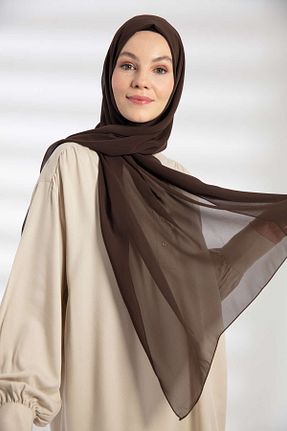 شال قهوه ای زنانه شیفون PURESCARFS - کد 849768531
