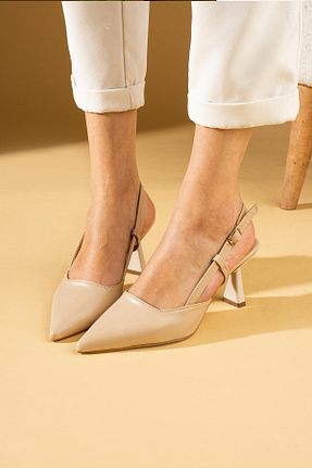 کفش استایلیتو بژ پاشنه نازک ShoeTek - کد 803872635