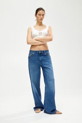 شلوار جین آبی زنانه پاچه گشاد H&M - کد 857502557
