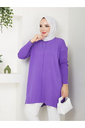 تونیک حجاب بنفش زنانه بافتنی MODAMÜNASİP - کد 861078838