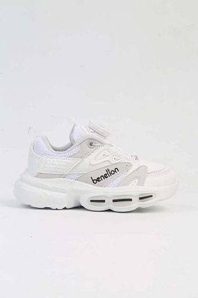 کفش اسنیکر سفید بچه گانه بند دار Benetton - کد 855761428