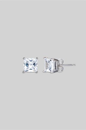 گوشواره نقره بژ زنانه 18 عیار So Chic - کد 793435564