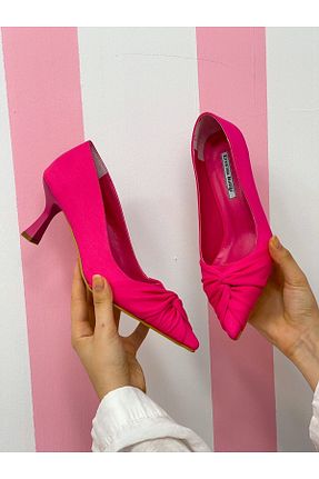 کفش پاشنه بلند کلاسیک صورتی زنانه ساتن ERVANIN BUTİĞİ - کد 358620831