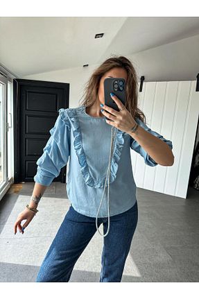 بلوز آبی زنانه ساده Zerrincan Giyim - کد 838828858