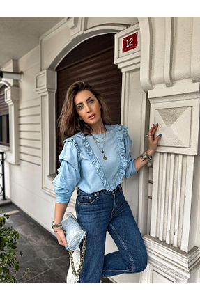 بلوز آبی زنانه ساده Zerrincan Giyim - کد 838828858