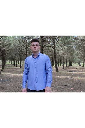 پیراهن آبی مردانه اسلیم فیت BAŞKONT - کد 861134972