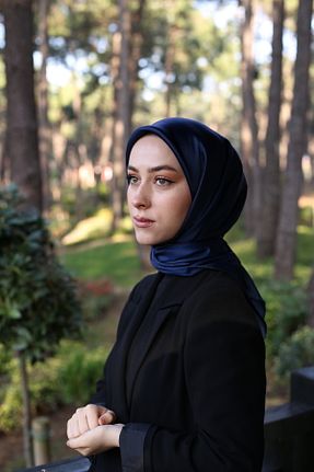 روسری سرمه ای پلی استر Akel - کد 860686668