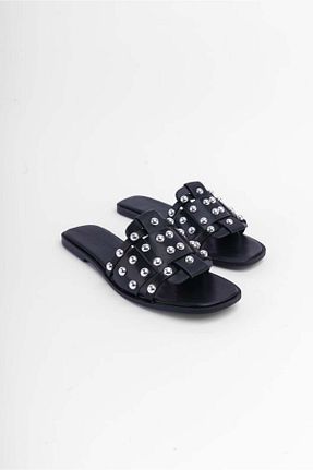 دمپائی مشکی زنانه چرم مصنوعی Prego - کد 853061463