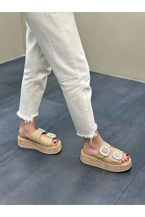 دمپائی خاکی زنانه چرم مصنوعی Prego - کد 844143513
