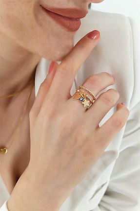 انگشتر استیل (فولاد) طلائی زنانه استیل (فولاد) Çlk Accessories - کد 736406500