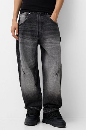 شلوار جین مشکی مردانه رگولار Bershka - کد 861223866