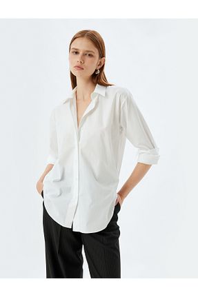 پیراهن سفید زنانه اورسایز Koton - کد 853432039