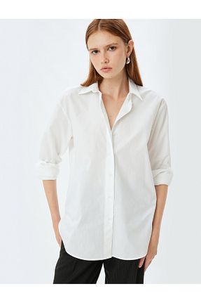 پیراهن سفید زنانه اورسایز Koton - کد 853432039