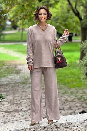 ست بالاتنه و پائین تنه قهوه ای زنانه بافتنی Nevin Kaya Moda - کد 861230707