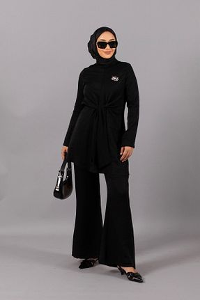 ست بالاتنه و پائین تنه مشکی زنانه بافتنی Stilife - کد 861274816