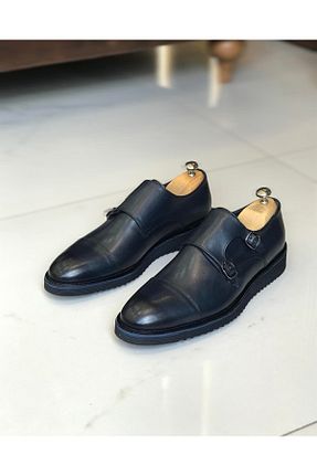 کفش کلاسیک سرمه ای مردانه پاشنه تخت TerziAdemAltun - کد 740112537