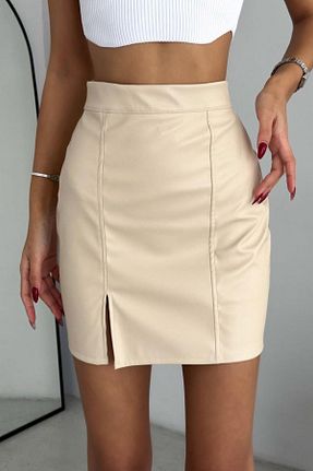 دامن بژ زنانه ساده İstangül Butik - کد 852903542