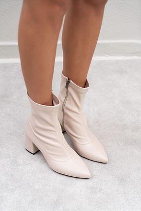بوت / نیم بوت بژ زنانه چرم مصنوعی DUXAL SHOES - کد 861273191
