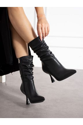 بوت / نیم بوت مشکی زنانه چرم مصنوعی Alemdar Shoes - کد 861339069