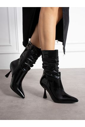 بوت / نیم بوت مشکی زنانه چرم مصنوعی Alemdar Shoes - کد 861341626