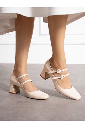 کفش پاشنه بلند کلاسیک بژ زنانه چرم لاکی Alemdar Shoes - کد 861340187