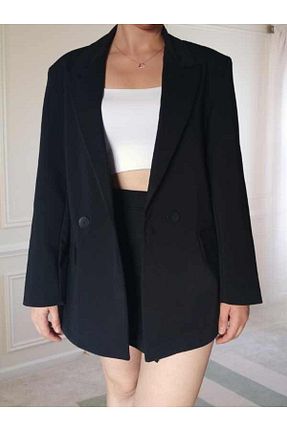 کت بلیزر مشکی زنانه پارچه BLU VİOLA - کد 861340718