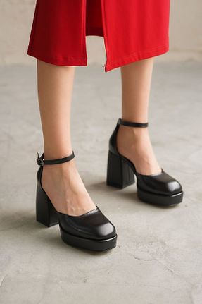 کفش پاشنه بلند کلاسیک مشکی زنانه چرم GOFFSHOES - کد 808294251