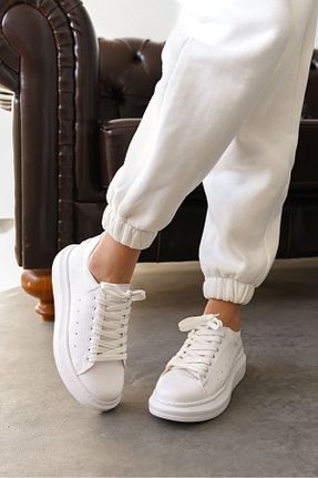 کفش اسنیکر سفید زنانه بند دار GOFFSHOES - کد 808075792