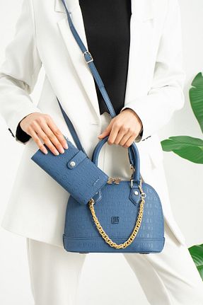 کیف دوشی آبی زنانه چرم مصنوعی Just Polo - کد 880184349