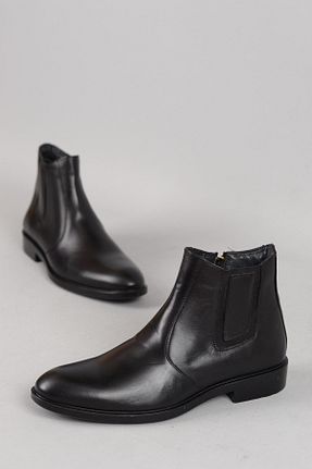 بوت / نیم بوت مشکی مردانه چرم خالص SEÇ KUNDURA - کد 457613300