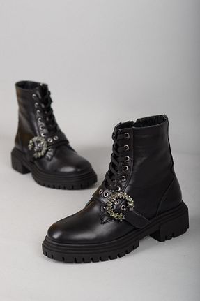 بوت / نیم بوت مشکی زنانه چرم خالص SEÇ KUNDURA - کد 383029052