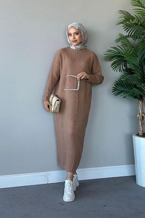 لباس حجاب قهوه ای زنانه رگولار Şule Giyim - کد 734365221
