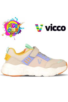 کفش اسنیکر بژ بچه گانه چرم مصنوعی Vicco - کد 820567515