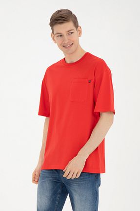 تیشرت قرمز مردانه یقه دوچرخه U.S. Polo Assn. - کد 832939771