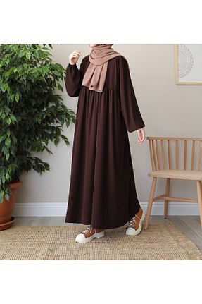 لباس حجاب قهوه ای زنانه اورسایز NAS TESETTÜR - کد 802847555