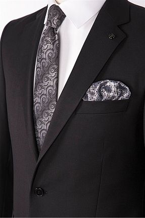 کت و شلوار مشکی مردانه یقه هفت PR PACO ROMANO ART OF FASHİON - کد 94554587