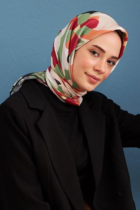 روسری زرشکی پنبه ای İpekhan - کد 648330417