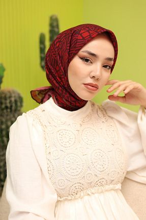 روسری زرشکی پنبه ای Silk Home - کد 802841958