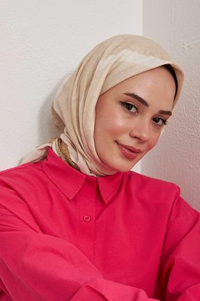 روسری بژ پنبه ای İpekhan - کد 681104465