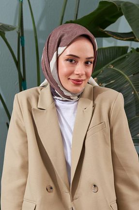 روسری قهوه ای پنبه ای İpekhan - کد 681109511